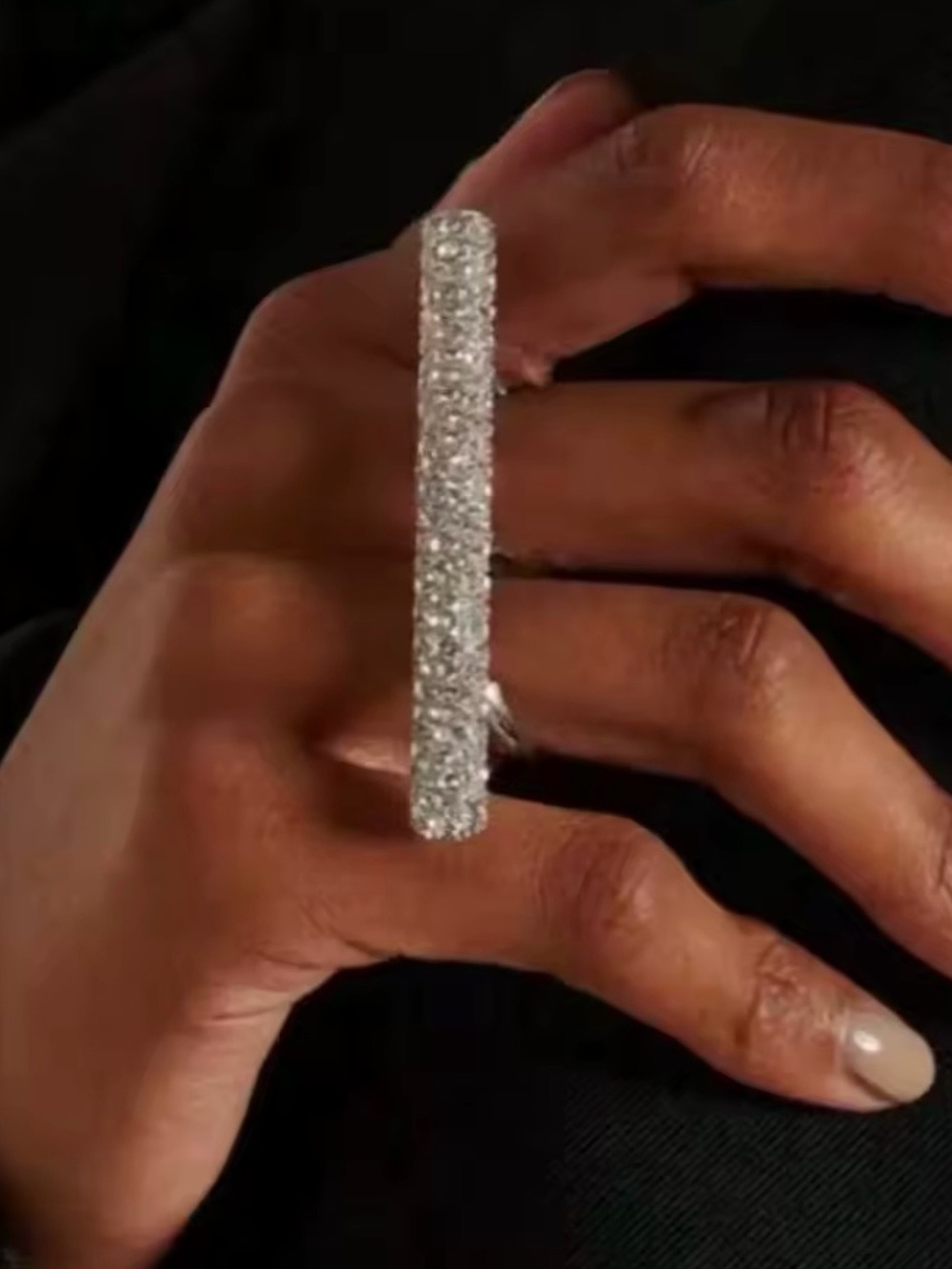Rhinestones hip hop oversized ring